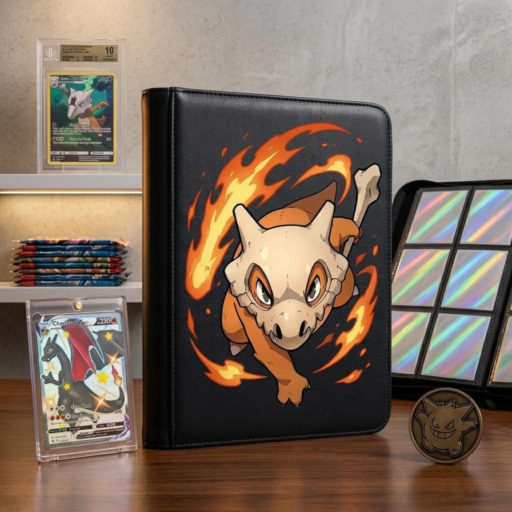 Cubone Pokemon Card Binder, Fire Skull Cubone Binder, Anime Card Album, Trading Card Holder, Gift for Pokemon Fans