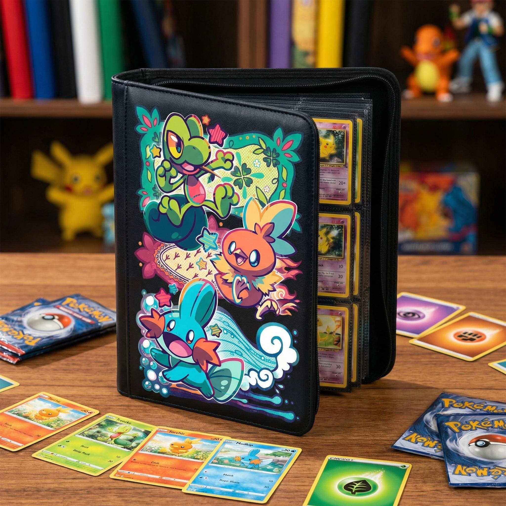 Hoenn Starters Pokemon Binder, Treecko Torchic Mudkip Card Binder, Cute TCG Album, Trading Card Holder, Custom Pokemon Collector Gift