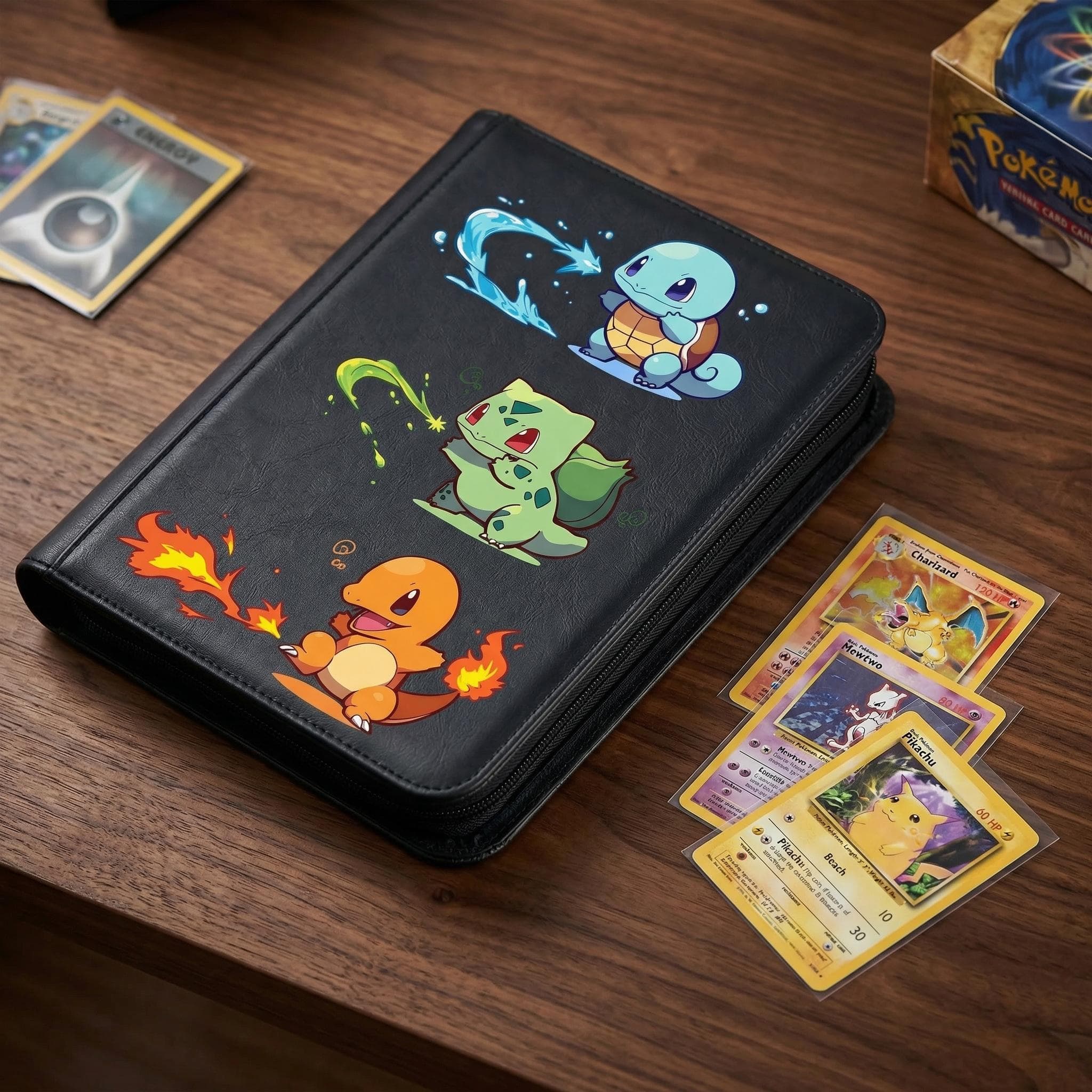 Pokemon Card Binder Squirtle Charmander Bulbasaur, Pokemon Starter Custom Card Binder, Trading Card Binder, Pokemon Collector Birthday Gift
