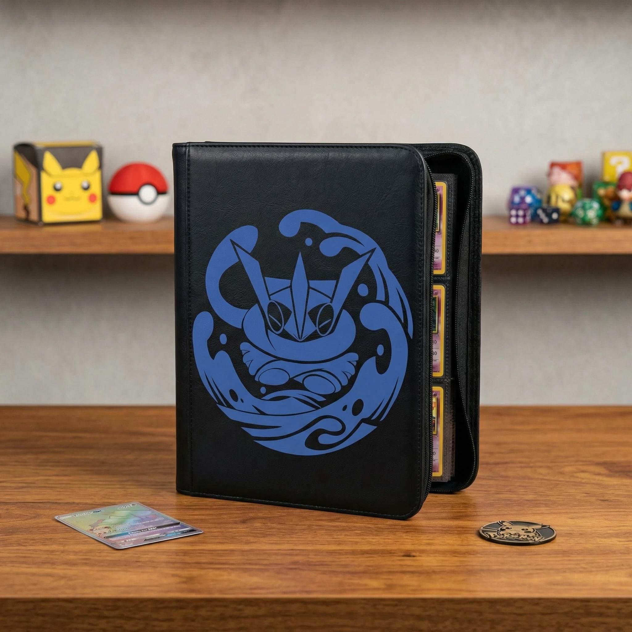 Geninja Pokemon Binder, Minimal Ninja Water Pokemon Zipper Binder, Anime Trading Card Game Album Gift, Pokemon Lover Gift