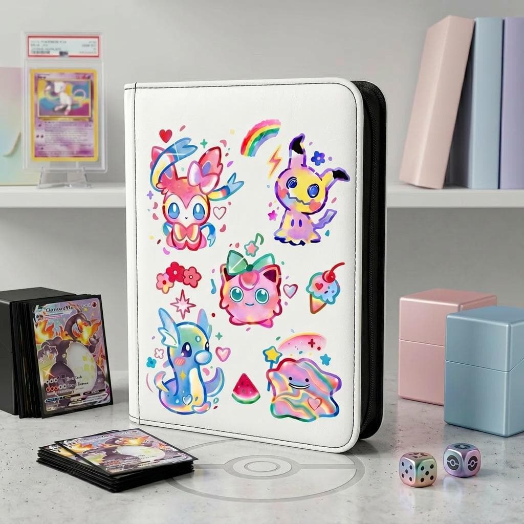 Cute Pokemon Card Binder, Custom Pokemon Trading Card Binder, Mimikyu Sylveon Jigglypuff Binder, TCG Card Binder Gift For Pokemon Fans
