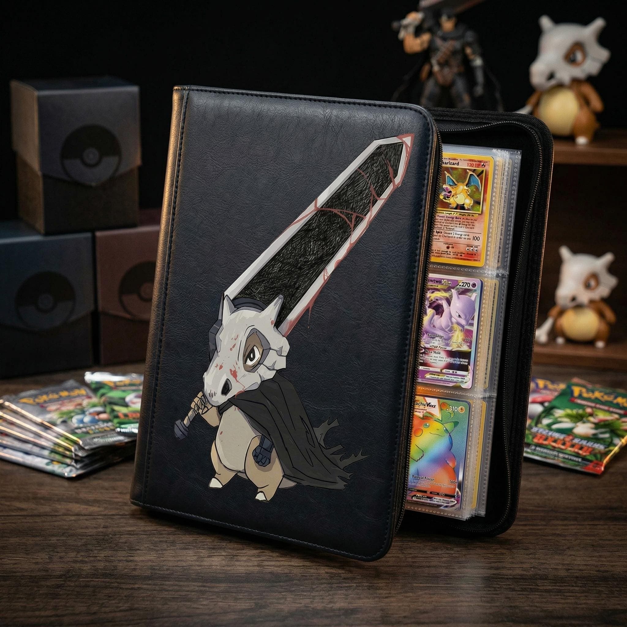 Pokemon Cubone Sword Leather Custom Card Binder, Pokemon Trading Card Binder, Pokemon TCG Binder, Pokemon Collector Birthday Gift