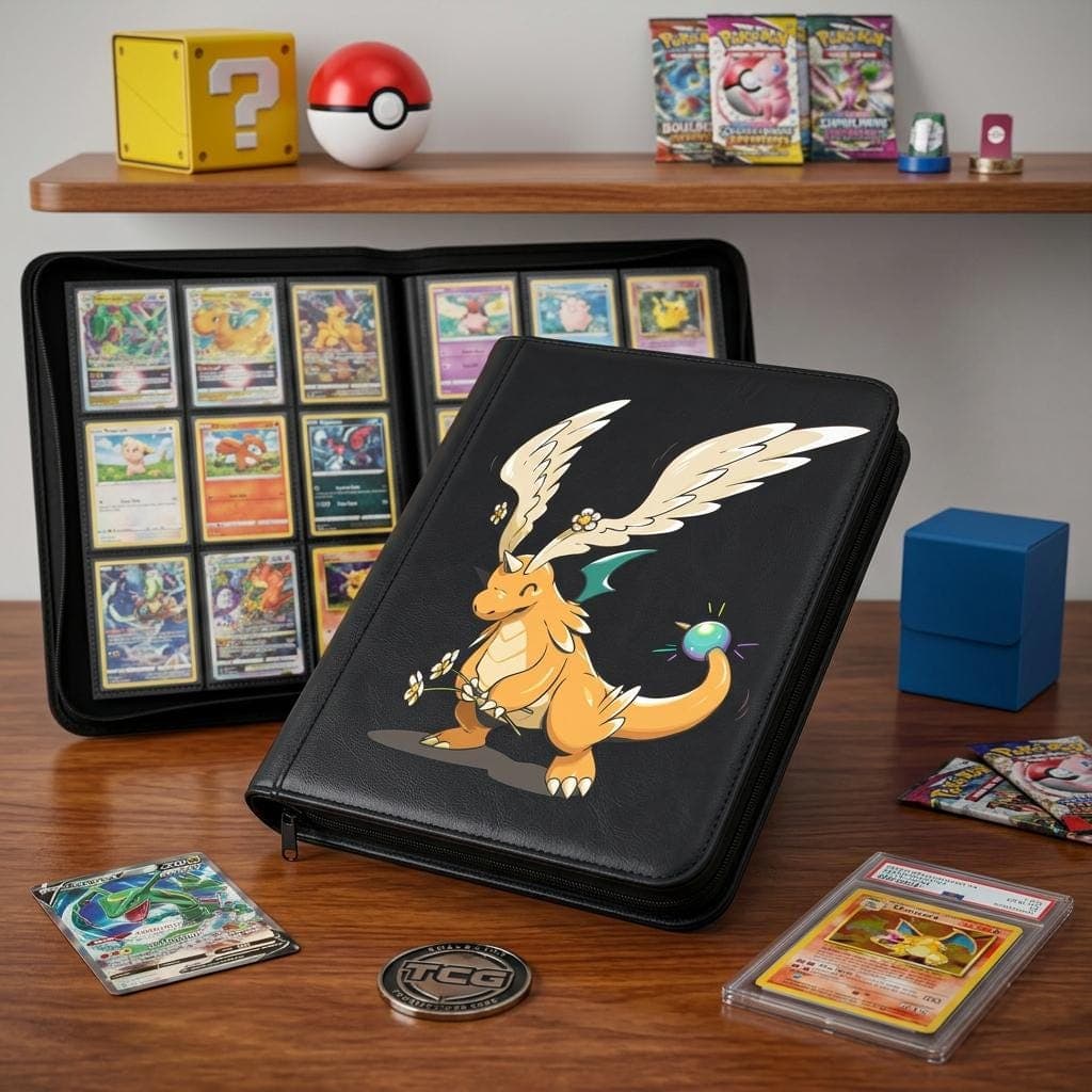 Angel Dragonite Pokemon Custom Card Binder, Cute Trading Card Binder, Zip TCG Card Holder, Dragon Pokemon Gift for Collectors