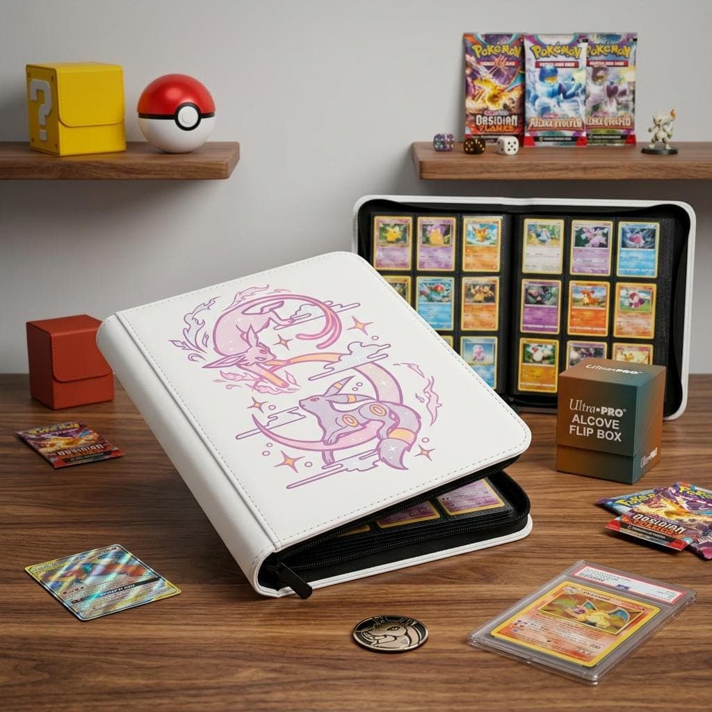 Umbreon Espeon Custom Card Binder, Personalized Eeveelution Binder, Pokemon Card Album, Zipper Trading Card Binder, Gift For Pokemon Fans