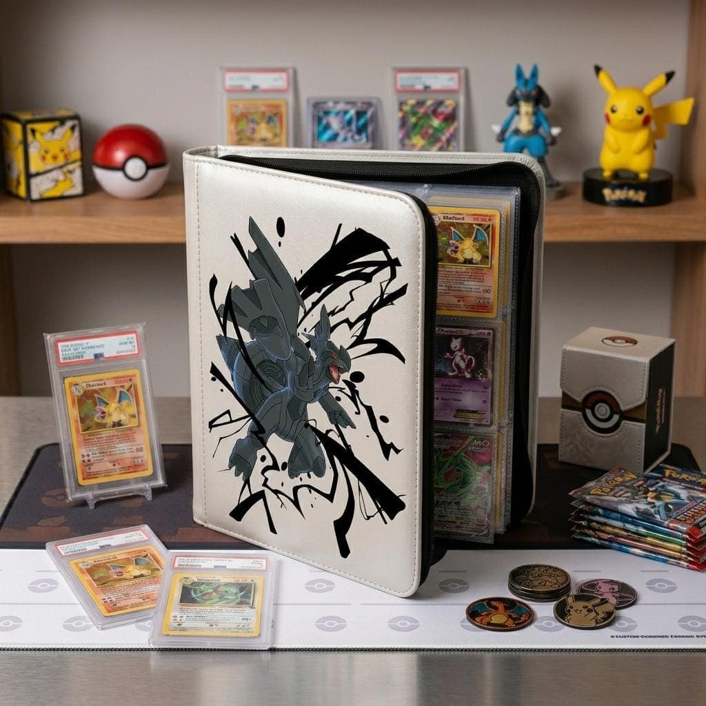 Zekrom Pokemon Black Bolt Binder, Black Bolt Dragon Card Binder, TCG Card Album, Trading Card Game Holder, Anime Collector Gift